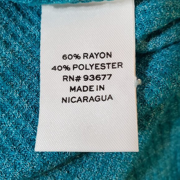 Stylus Top Teal Pullover Round Neck 3/4 Sleeve Women's Size Large - Picture 7 of 8